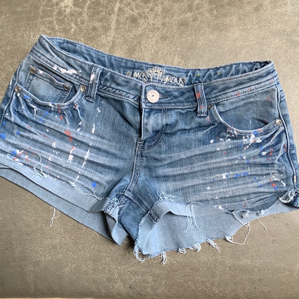 Cute jean shorts with paint design